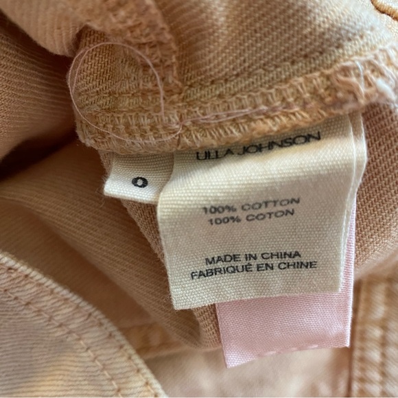 Ulla Johnson Renee Square Neck Denim Puff Sleeve Corset Cropped Top Pink Sz 0 - Picture 10 of 10